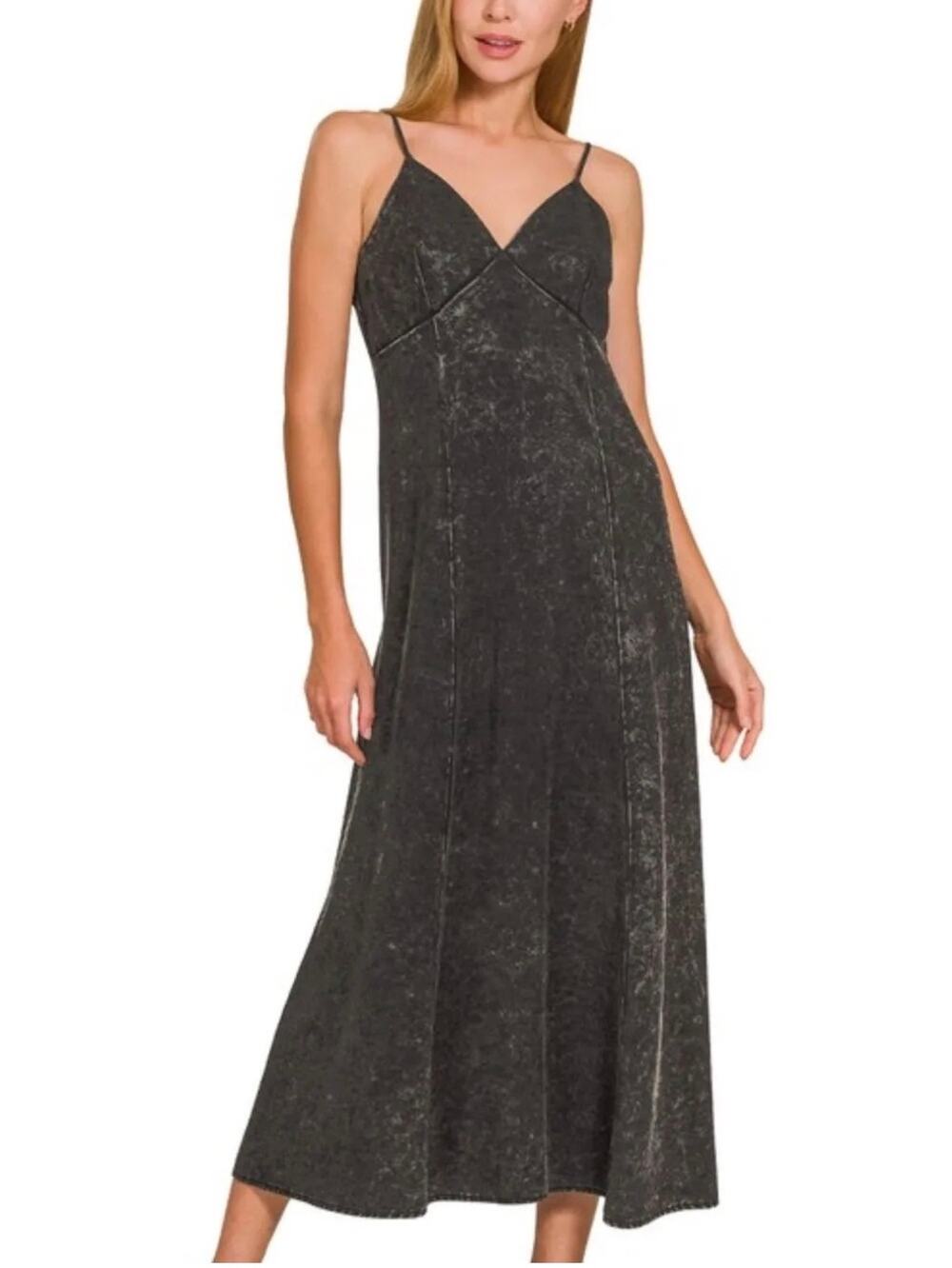 New Zenana Outfitters Black Mineral Wash Maxi Size Small
